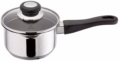 Judge Vista Non-Stick Draining Saucepan with Glass Lid, Silver, 14cm, 1.0L – 1