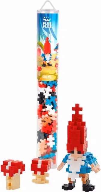 Plus Plus Gnome Creative Building Set, 100 Pieces, Multicolour and White