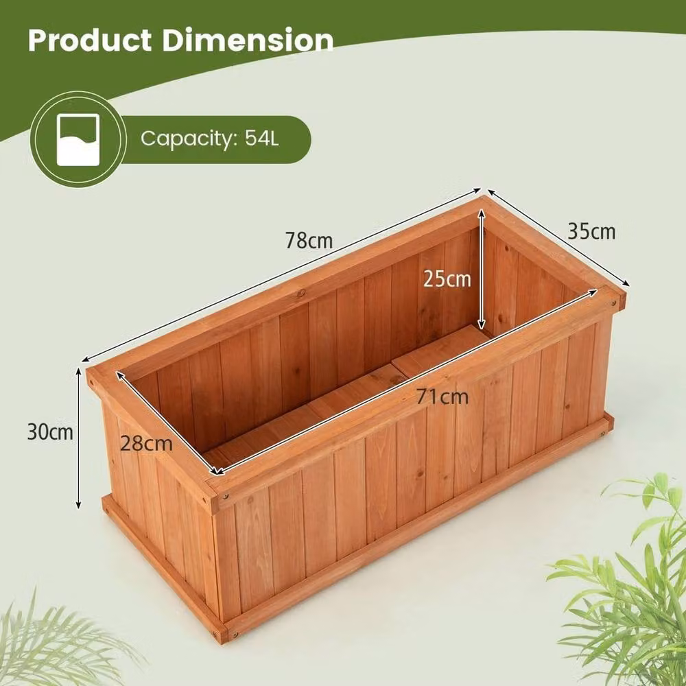 VOGREX Brown Fir Wood Raised Garden Bed Rectangle Planter Box – 2