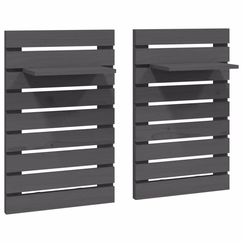 Berkfield Home Beautiful Wall-mounted Bedside Shelves, 2 Piece Set, Grey Solid Pine Wood, W/D/H: 40 x 17.5 x 2 cm – 3