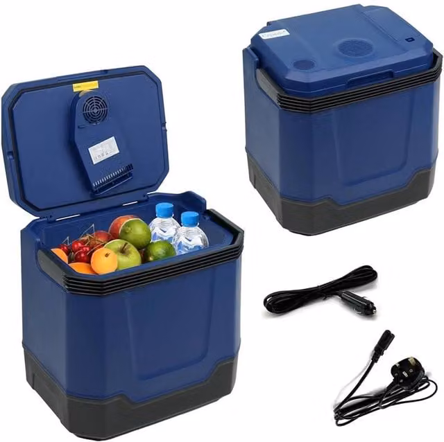 Nordara Blue 33L Dual Use Hot and Cold Portable Cool Box with AC/DC Power Supply