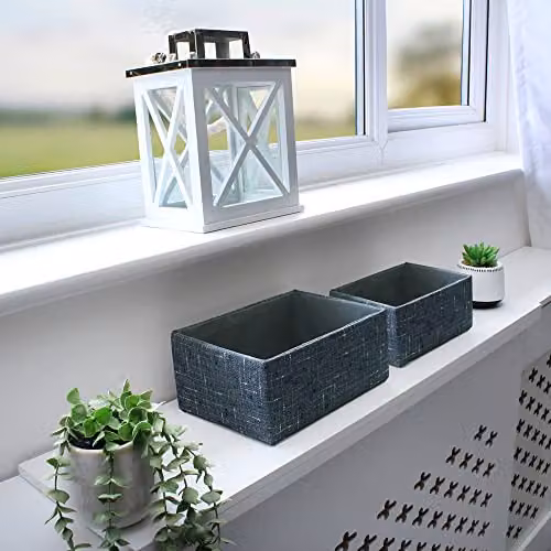 JVL Shadow Rectangular Fabric Storage Baskets, Set of 2, Grey – 2