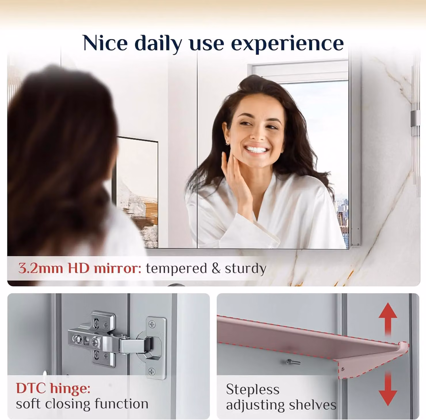 Dprodo Adjustable Single Door Mirrored Bathroom Cabinet in White – 4