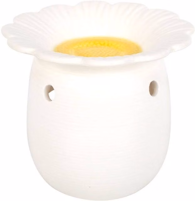 Something Different Daisy Floral Ceramic Oil Burner in White