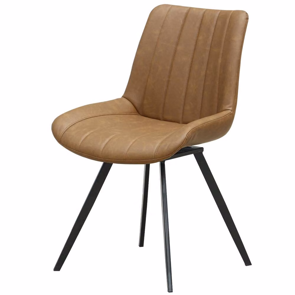 Hill Interiors Malmo Swivel Dining Chair in Brown Synthetic Leather and Metal – 2