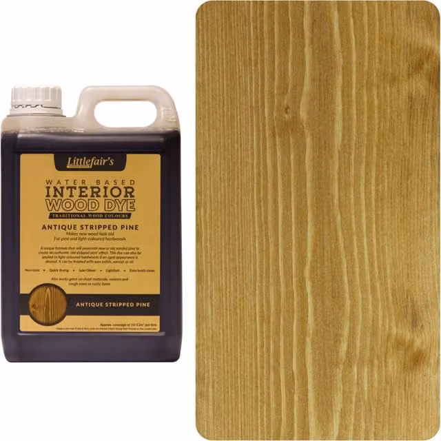 Littlefair's Water Based Wood Stain in Antique Stripped Pine Yellow, 2.5 l