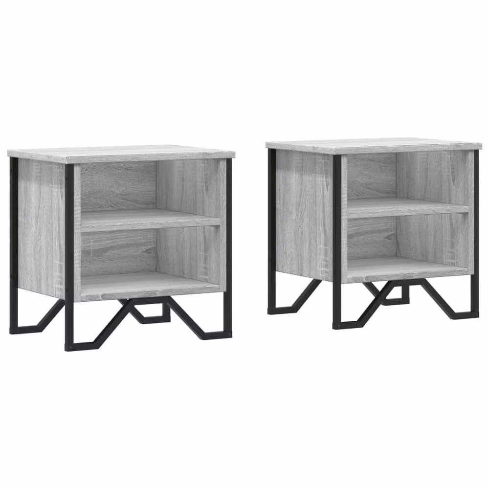 Berkfield Home Grey Sonoma Decorative Bedside Cabinet 2 Piece Set W/D/H: 40 x 30 x 40 cm – 2