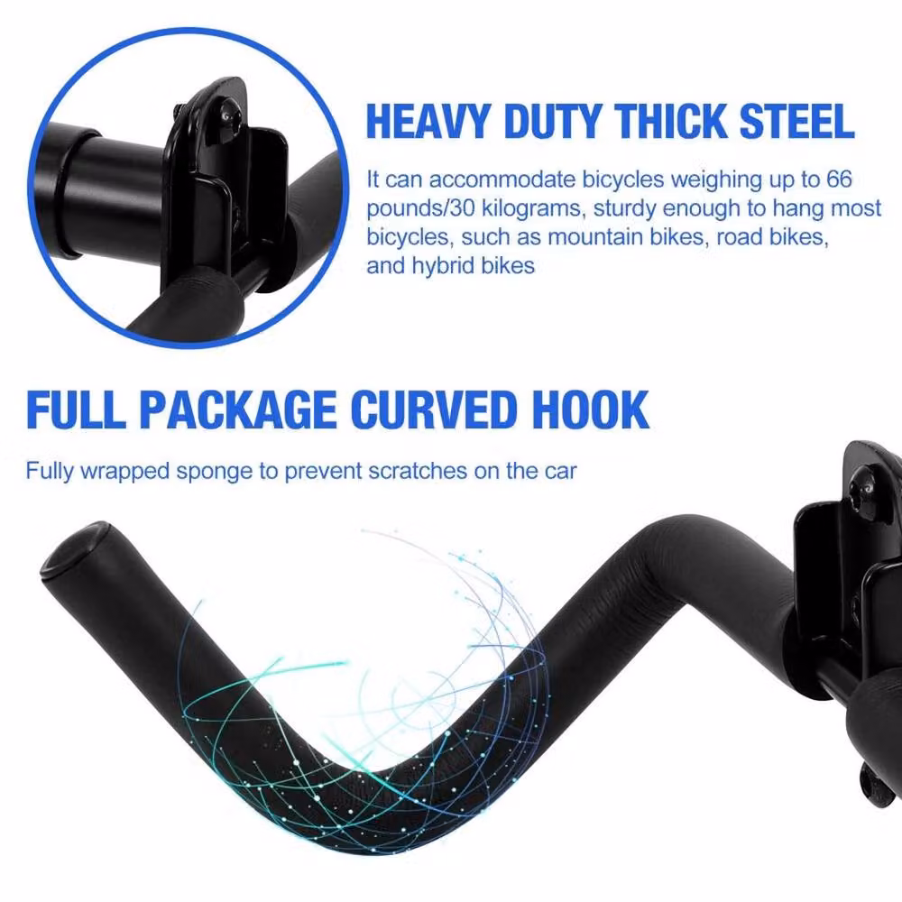 NESTLUNE Adjustable Wall Mounted Metal Bike Storage Hanger in Black – 5