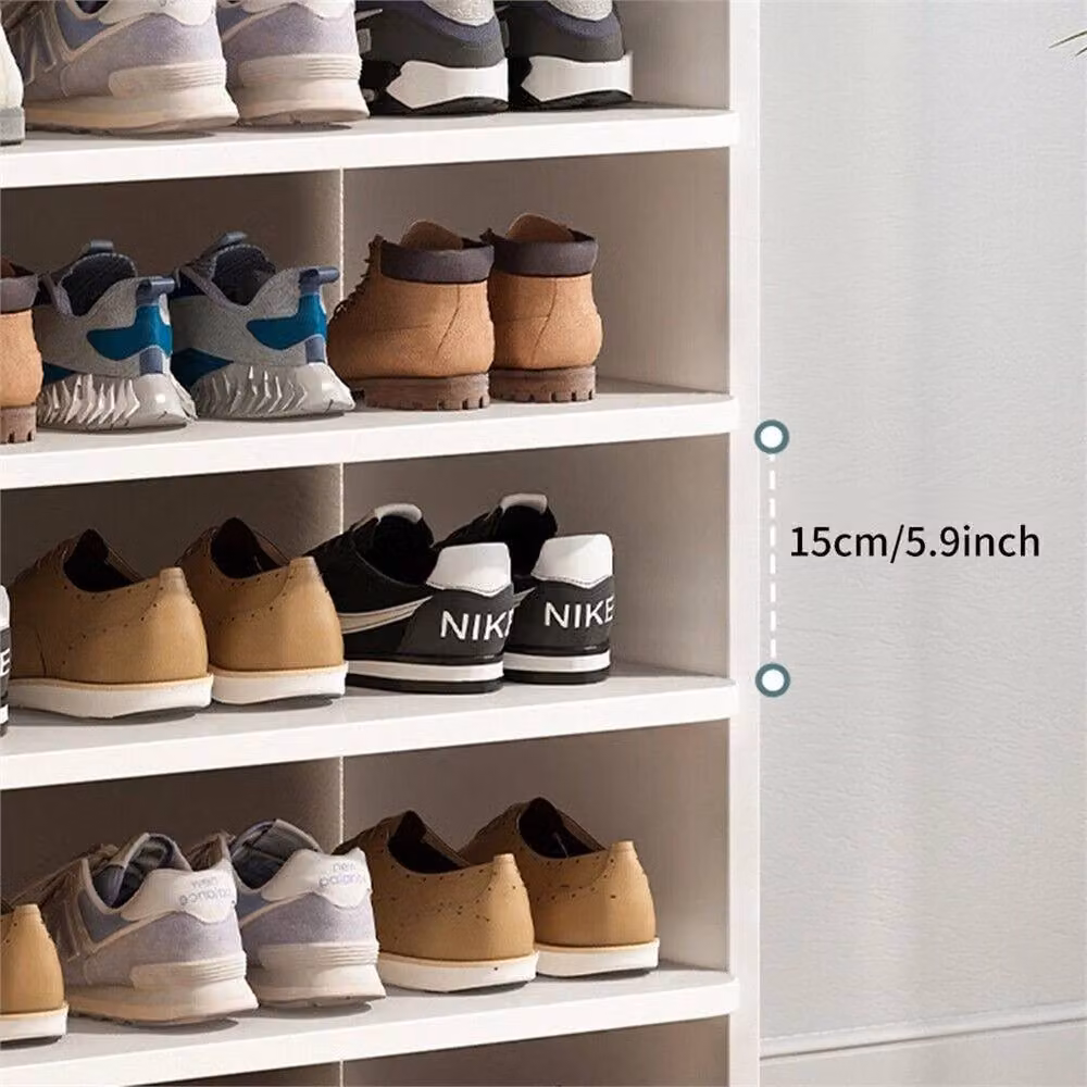 Nordara 6 Tier White Wooden Shoe Storage Cabinet Organizer with Internal Flat Shelves – 2