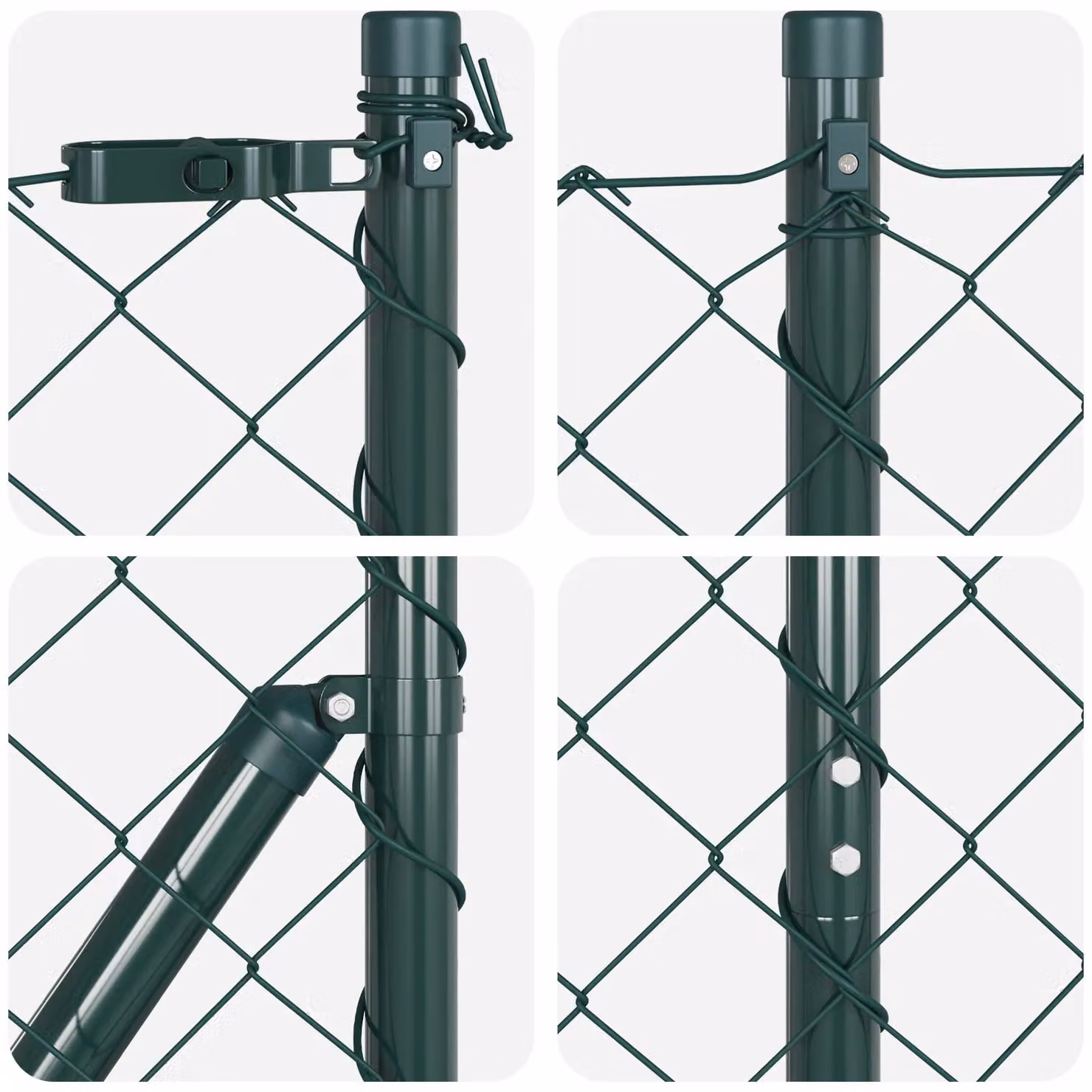Berkfield Home Green Galvanised Steel Chain Link Fence with 13 Posts, W: 25 m, H: 1.4 m – 5