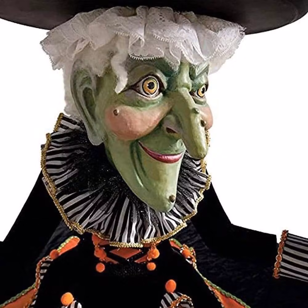 SPETLEK Halloween Witch Tabletop Server with Harlequin in Black, Orange, Green and Purple, W: 100 cm, D: 60 cm – 2
