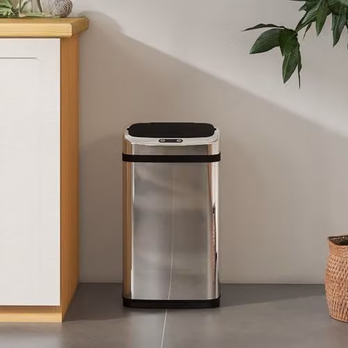 HOMCOM 30L Automatic Stainless Steel Kitchen Bin with Infrared Motion Sensor Lid in Silver – 6