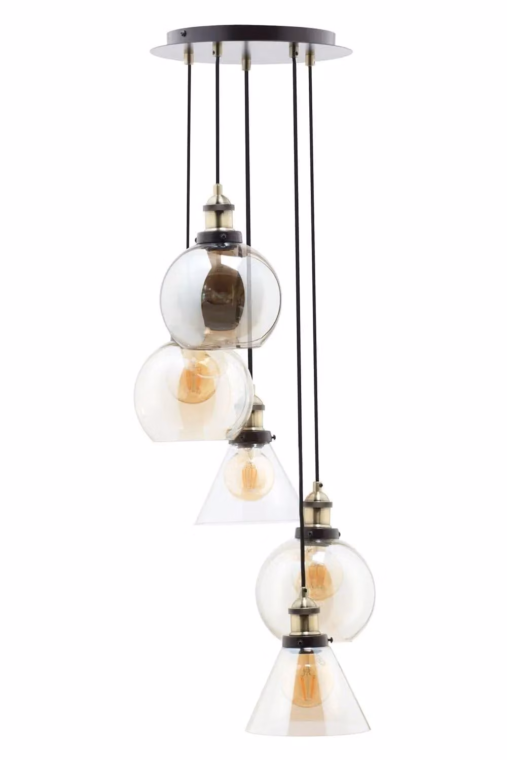 BHS Lighting Carter Cluster Industrial Suspended Ceiling Light in Bronze with Transparent Glass Spheres – 2