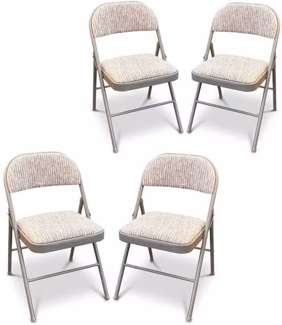 Havendro Set of 4 Grey Fabric Padded Folding Office Chairs with Strong Steel Frame