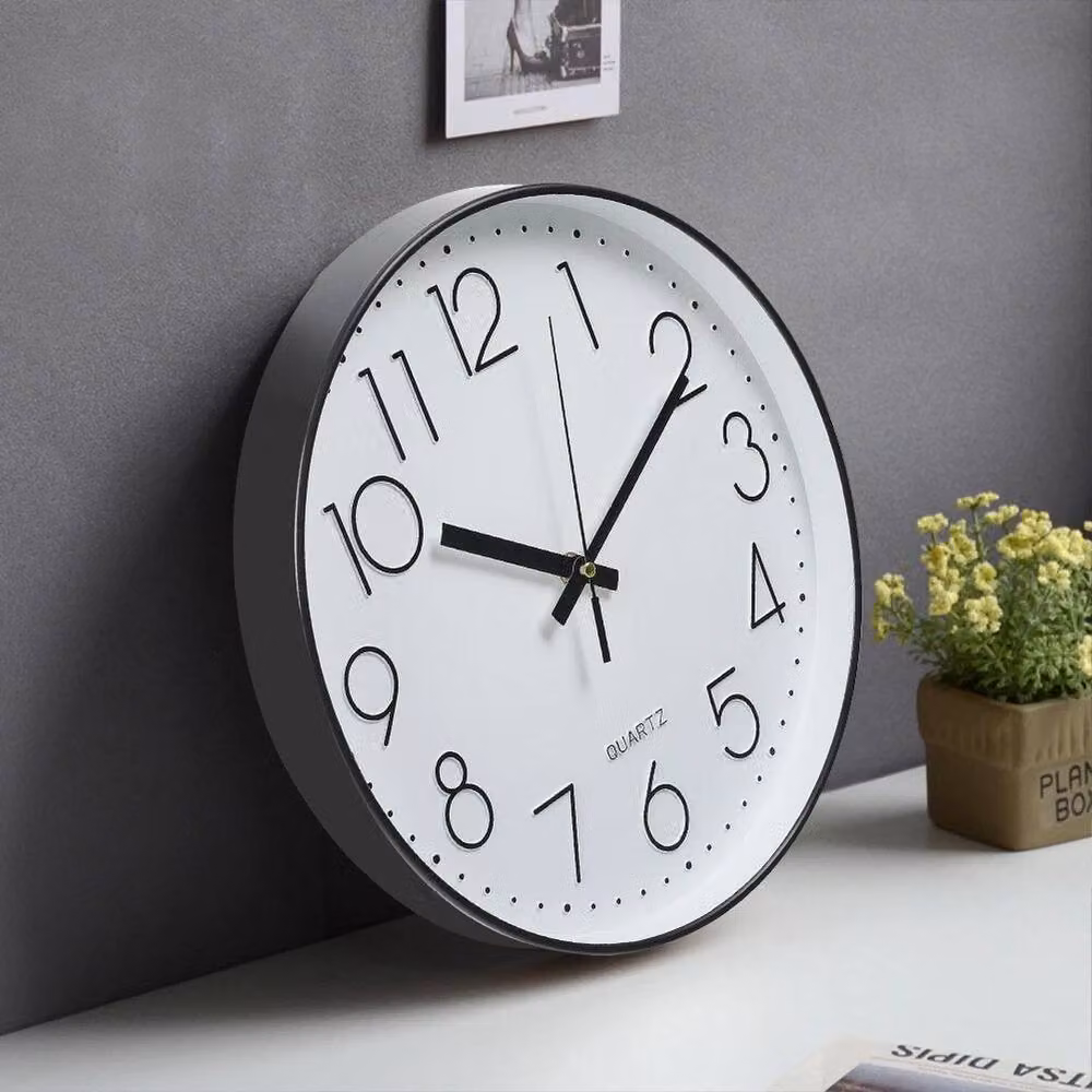 KORVIXA Silent Quartz Wall Clock in Black, Round Minimalist Design, Diameter: 100 cm – 2