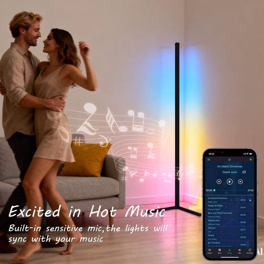PAWNORA 65 RGB LED Corner Floor Lamp with Remote Control in Black – 4