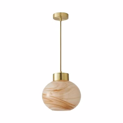 ValueLights Sookie Alabaster Glass and Brushed Gold Ceiling Pendant Light with Included LED Bulb