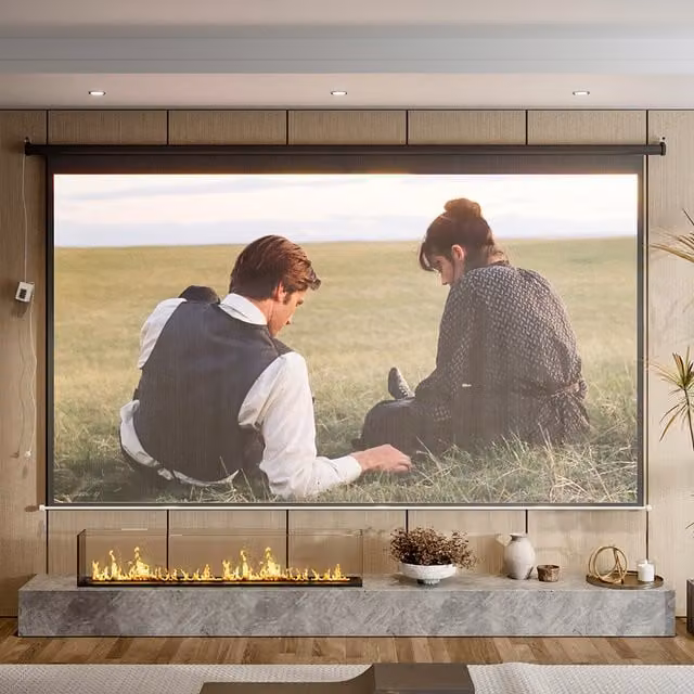 Livingandhome Electric Motorised 16:9 Projector Screen, Black, Width: 266 cm