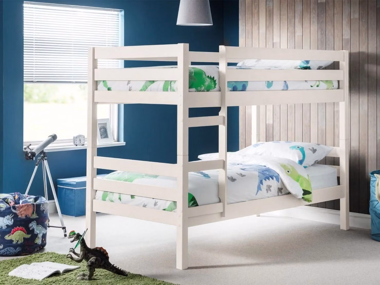 Julian Bowen Camden Two-Level Bunk Bed in White Solid Pine Wood, H 203.0 x W 150.0 x D 105.0 cm