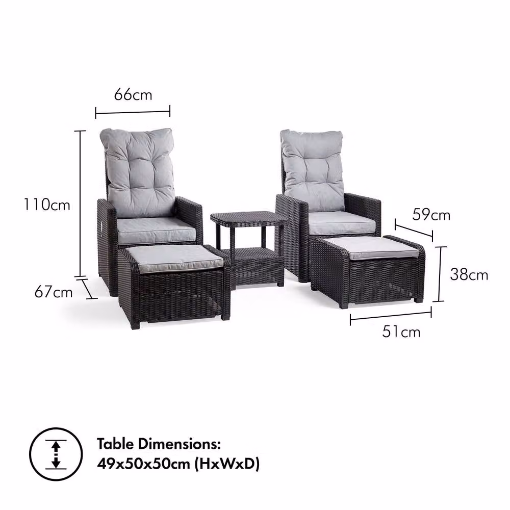 VonHaus 2 Seater Reclining Rattan Garden and Patio Bistro Set in Beige – 5