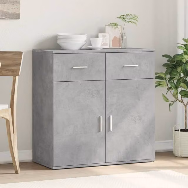 Berkfield Home Sideboard in Concrete Grey, W/D/H: 79 x 38 x 80 cm – 1