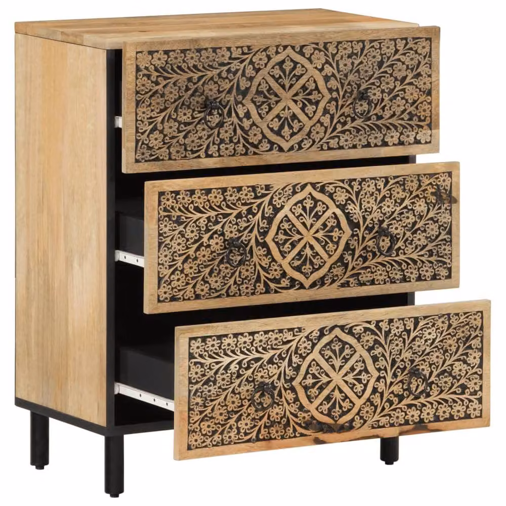 Berkfield Home Side Cabinet in Brown Solid Mango Wood, W/D/H: 60 x 33 x 75 cm – 2