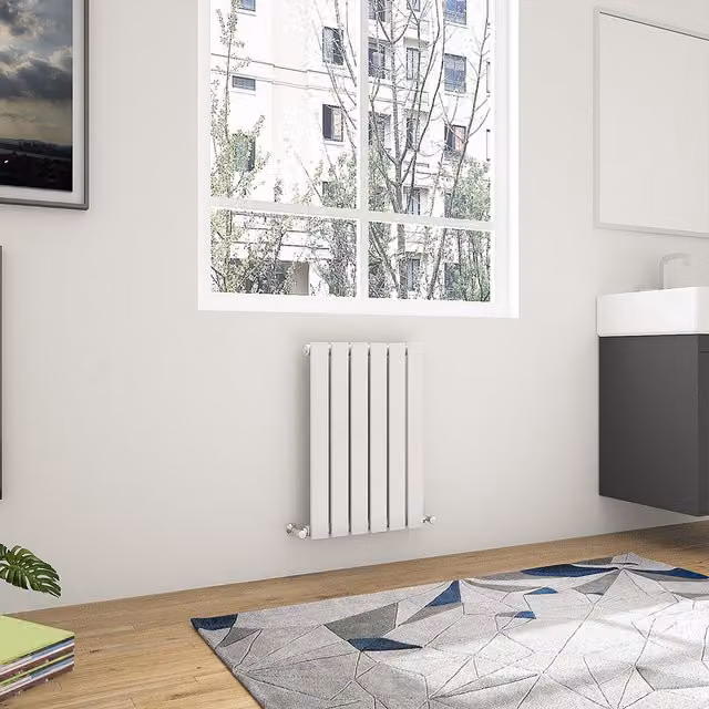 AicaBathroom White Steel Horizontal Flat Panel Radiator, Width: 40.8 cm