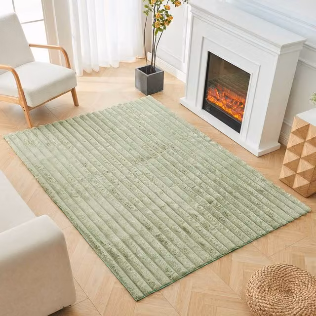 GAVENO CAVAILIA Shum Faux Fur Rug in Light Green, W: 160 cm, D: 230 cm