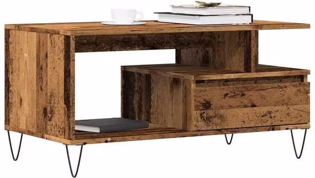 Berkfield Home Old Wood Coffee Table in Brown, W/D/H: 90 x 49 x 45 cm