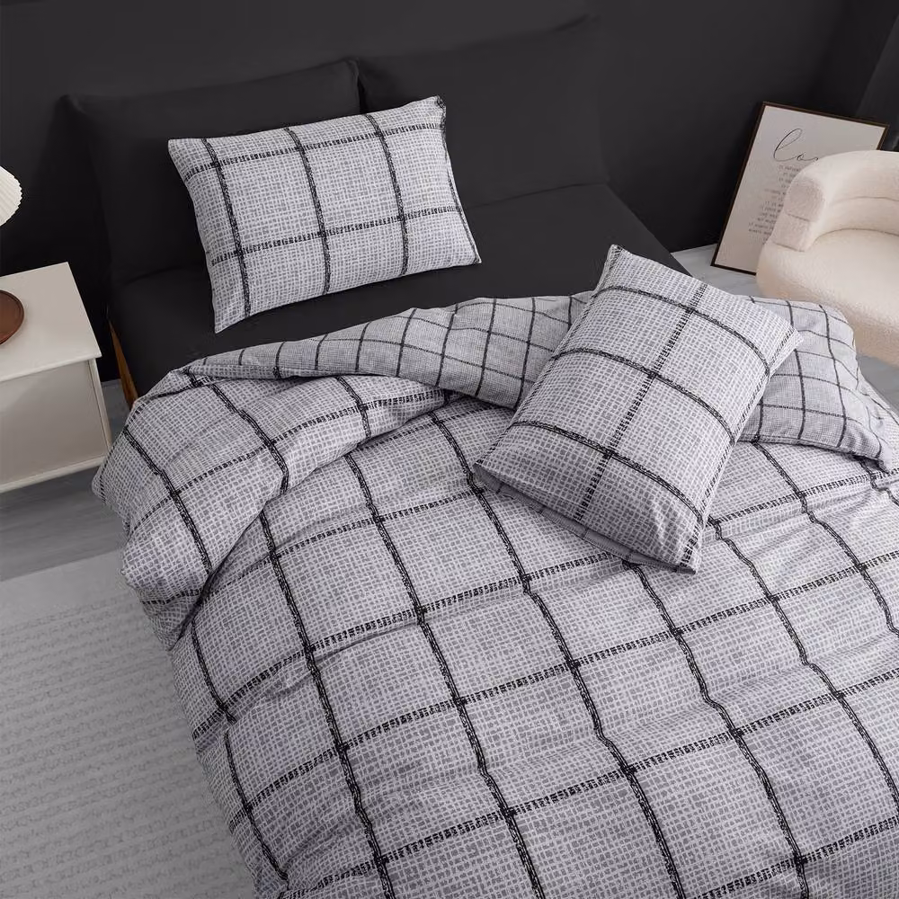 Grace Double Brushed Microfibre Duvet Cover and Pillowcase Set in Grey, Single Size – 4