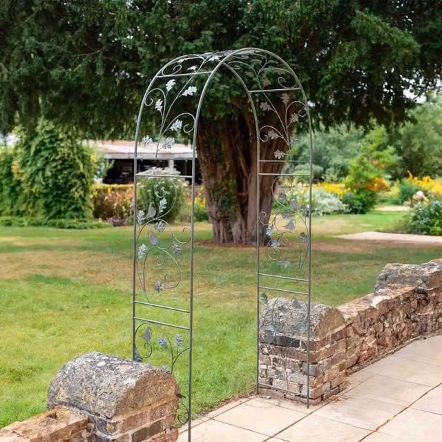 Ascalon Design Ltd Oak Arch Metal Garden Arch in Light Green, W: 116 cm, D: 42 cm, H: 230 cm
