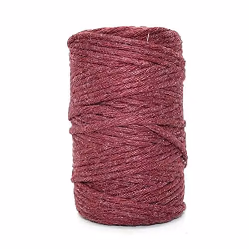 SolaDirect Maroon Macrame Cord, 50 m of 2 mm Thick Natural Cotton Thread Yarn for DIY Crafts and Home Decoration