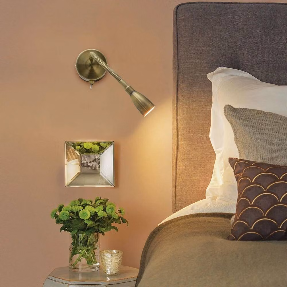 SPETLEK LED Wall Mounted Bedside Reading Light in Gold and White with Warm White Glow – 2