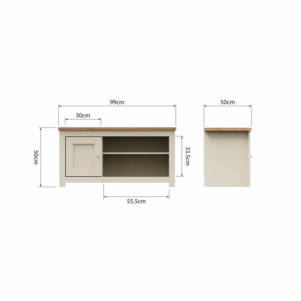 EONLION Modern Beige MDF and Wood TV Unit with Media Compartments, Width: 100 cm – 2