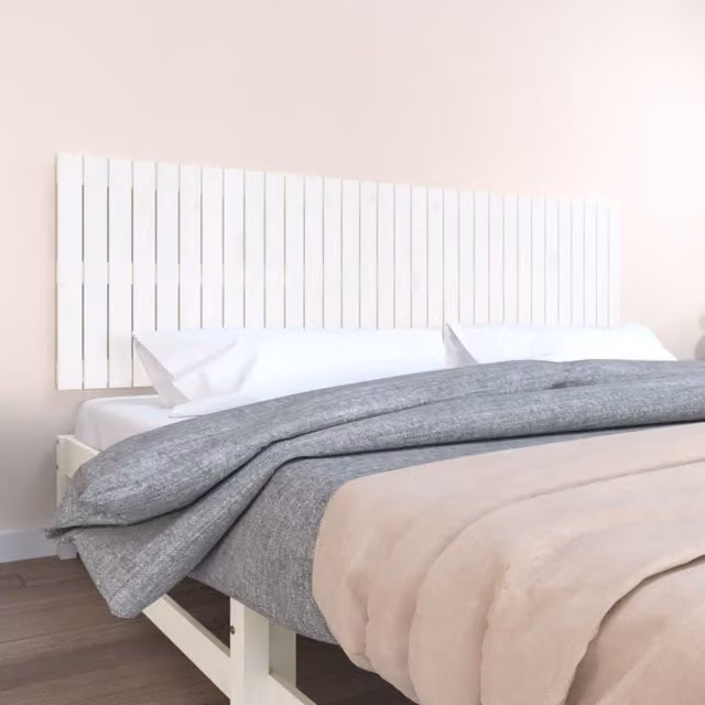 Berkfield Home White Solid Wood Pine Wall Headboard, W/D/H: 204 x 3 x 60 cm