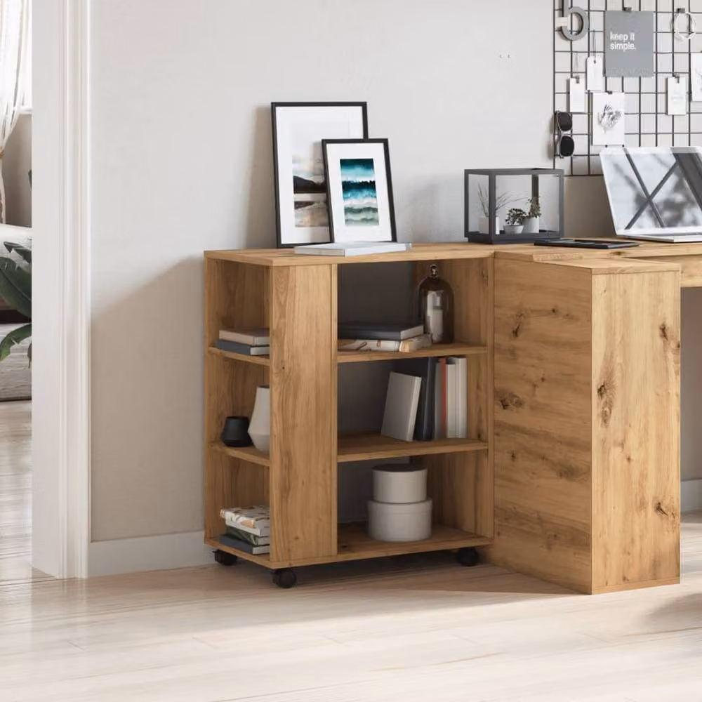 Berkfield Home Artisan Oak Rolling Cabinet in Brown, W/D/H: 60 x 35 x 75 cm – 3