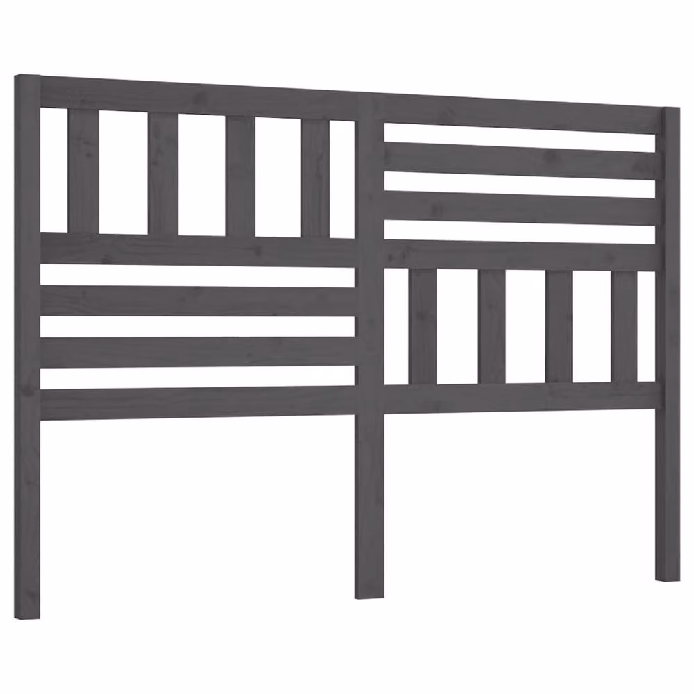 Berkfield Home Beautiful Grey Solid Pine Wood Bed Headboard W/D/H: 126 x 4 x 100 cm – 2