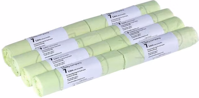 Caddy Company Compostable Food Waste Bin Bags with Tie Handle, Green, 7 Litre