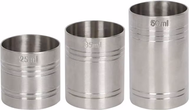 Rink Drink 3-Piece Stainless Steel Round Jigger Set in Silver