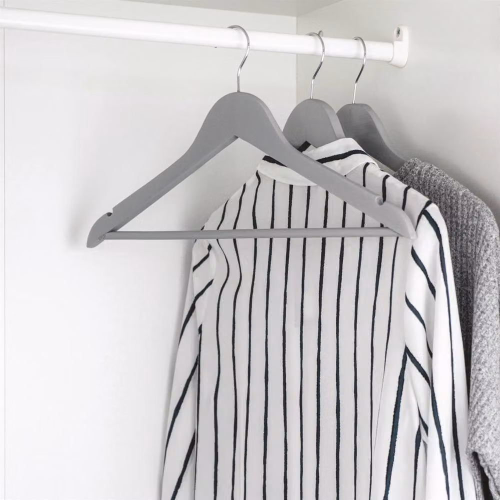 Kelvenix Grey Wooden Kids Clothes Hangers with Trouser Bar and Notches, Width: 30 cm – 2