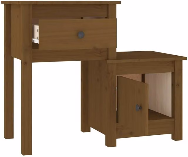 Berkfield Home Beautiful Bedside Cabinet in Honey Brown Solid Pine Wood W/D/H: 79.5 x 38 x 65.5 cm