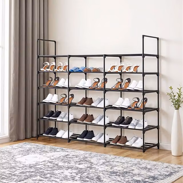Komore Modern Black Metal Shoe Rack, Width: 128 cm