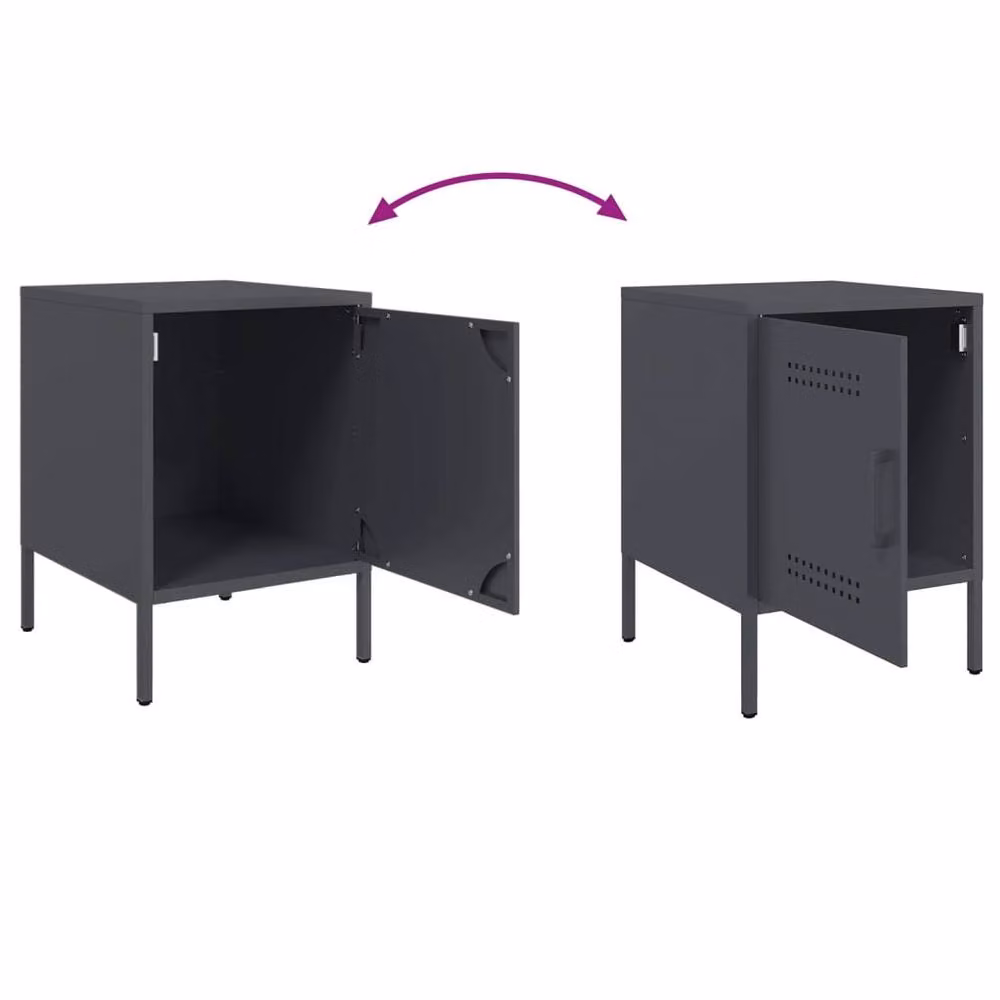 Berkfield Home Set of 2 Anthracite Metal Bedside Cabinets, W/D/H: 36 x 39 x 50.5 cm – 4