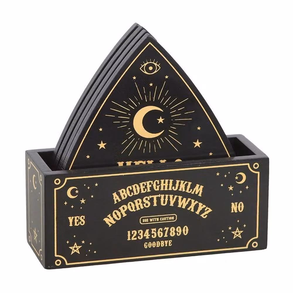 Uniqueful Black and Gold Talking Board Planchette Coaster Set, 1 Pack – 3