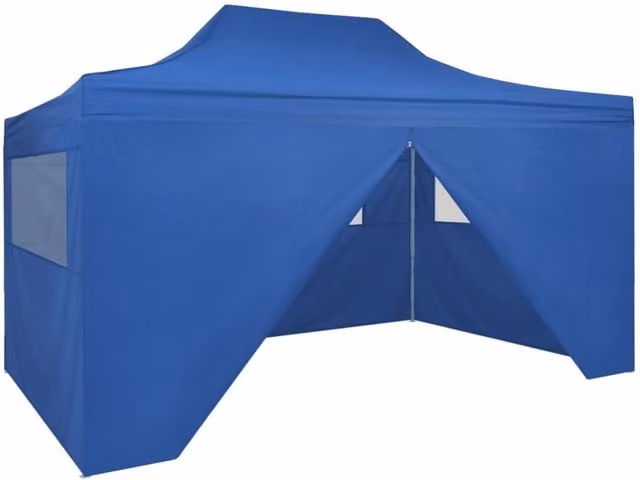 Berkfield Home Blue Foldable Pop-Up Tent with 4 Side Walls, W: 4.5 m, D: 3 m, H: 3 m