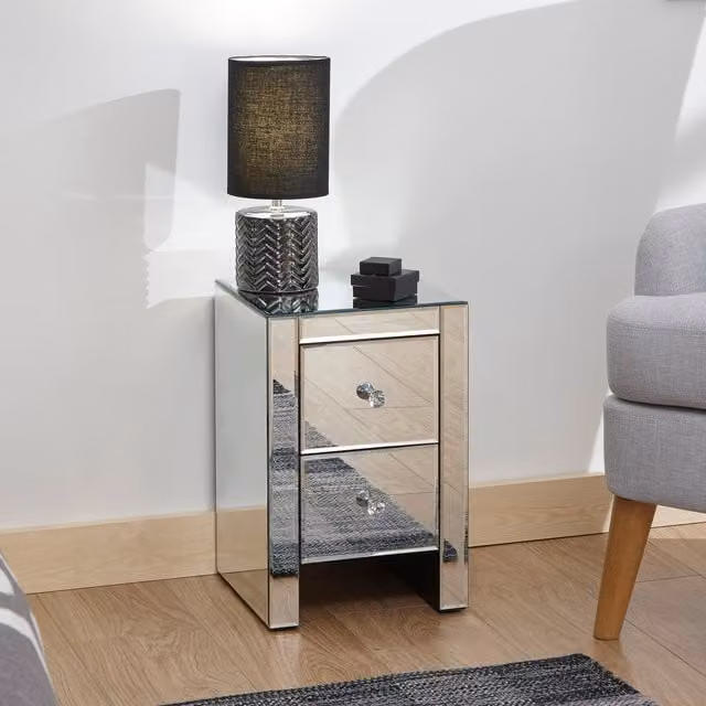 GFW Modern Mirrored Slim Chest in Silver, Width: 45 cm