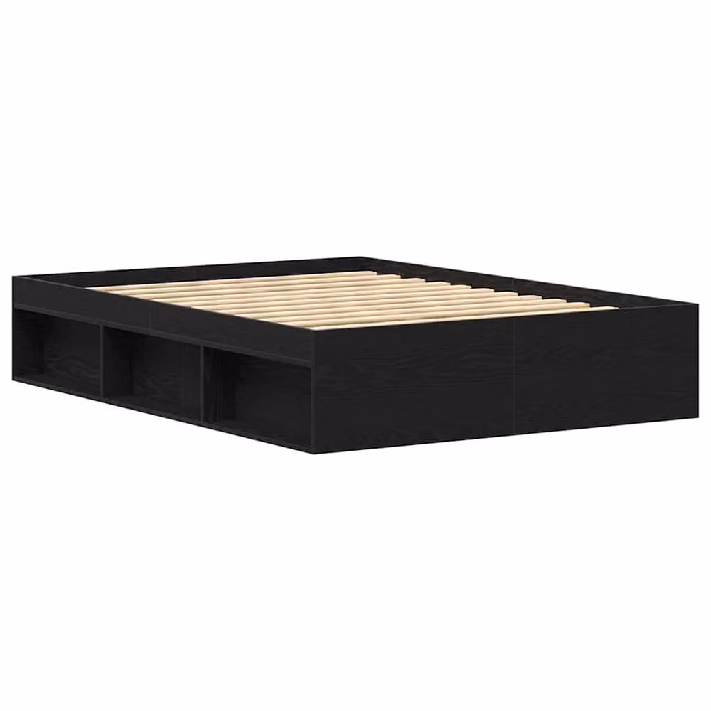 Berkfield Home Black Oak Bed Frame in Engineered Wood W/D/H: 135 x 190 x 35 cm – 4