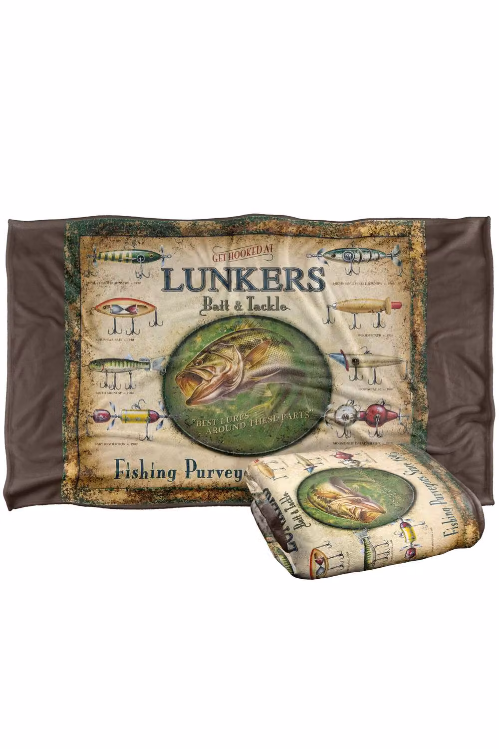 JQ Licensing Lunkers Bait Tackle Sign Super Soft Fluffy Polyester Throw Blanket, Multicolour, Large – 2
