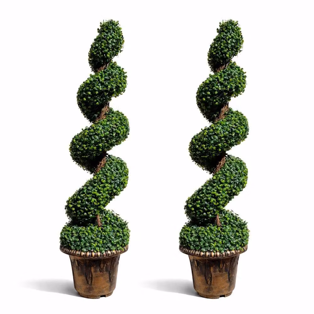 Voltico Artificial Spiral Boxwood Topiary Tree, 2 Pack, Green, Height: 120 cm – 3