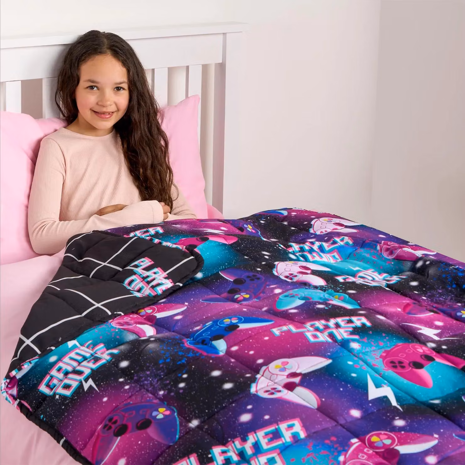 OHS Kids Gaming Weighted Blanket, Black, 3kg – 3